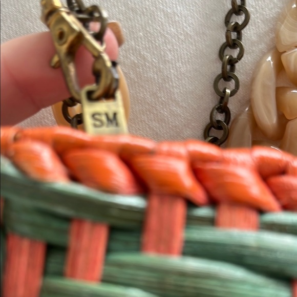 Serpui Marie Woven Green and Orange Convertible Clutch - Picture 4 of 5